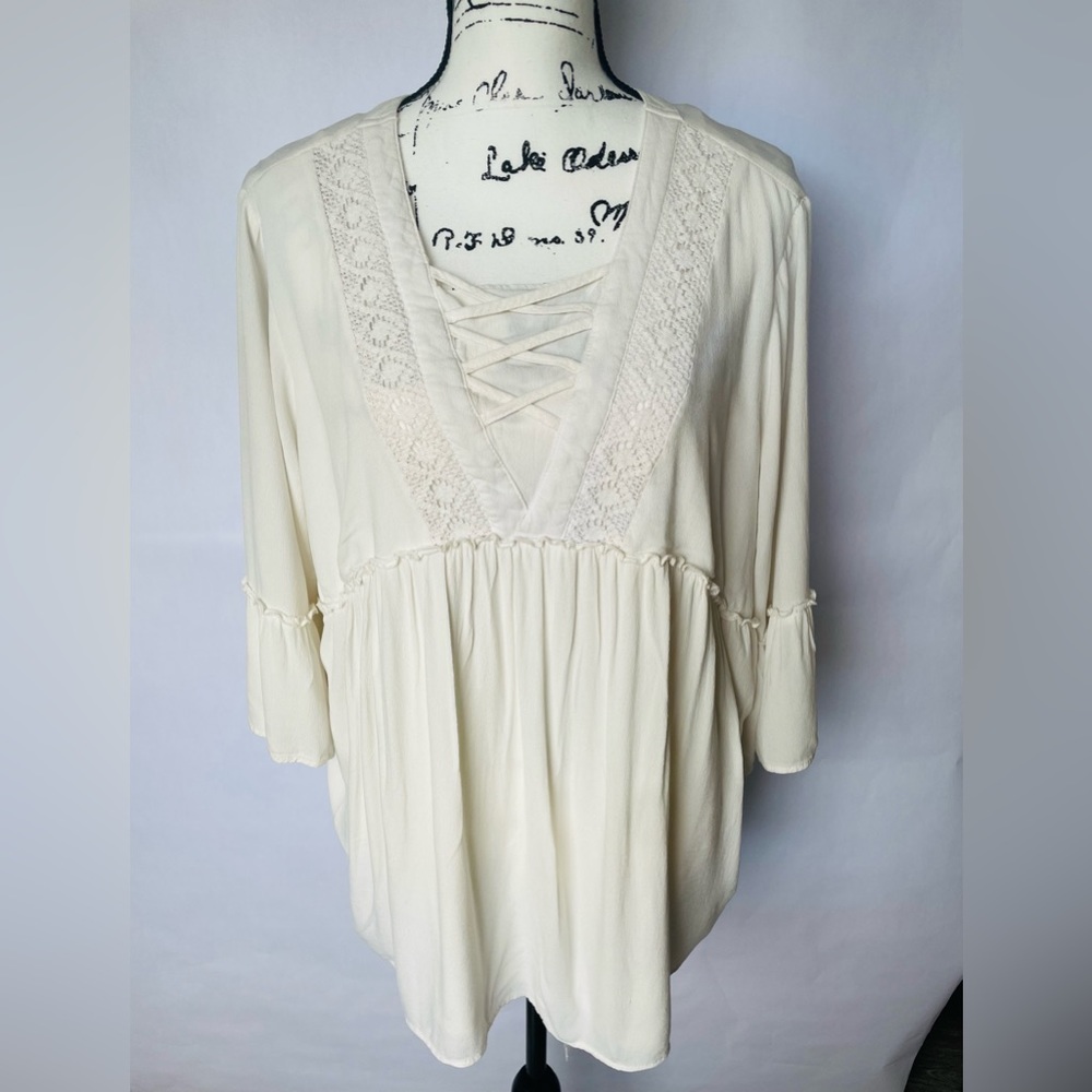 Tantrums Babydoll Boho Cream Top XL